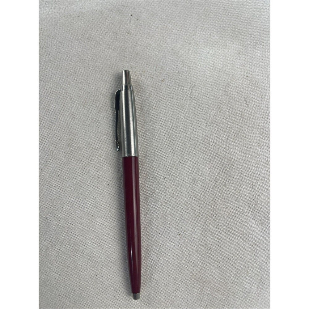 Vintage Parker JOTTER Ballpoint Pen Burgundy MCM Steel Cap Arrow Logo Clip USA - Picture 3 of 11